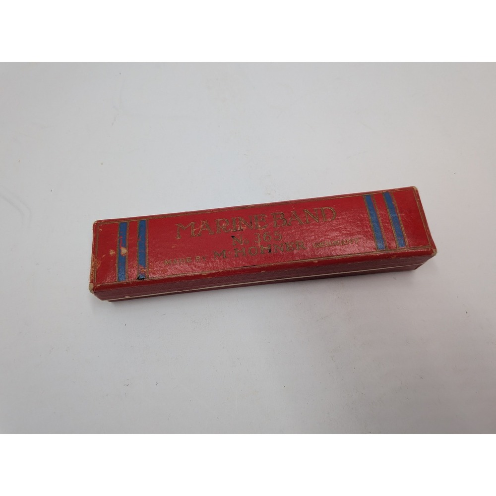 Vintage M Hohner Marine Band No 365 Harmonica Key of C Germany with Case